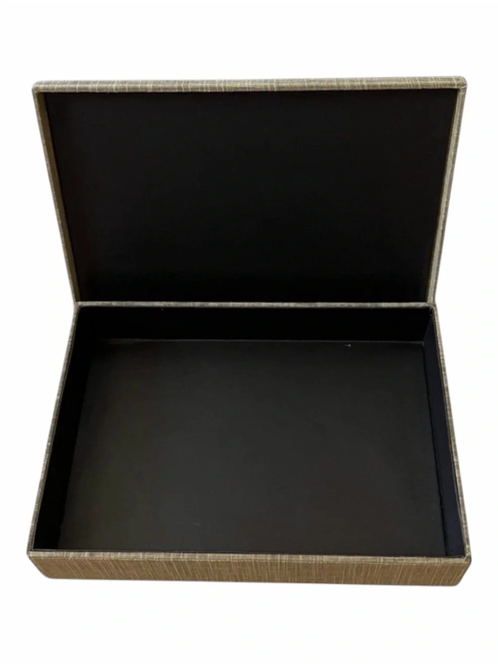 The Container Store Gray Linen Fabric Storage Box Label Holder Organizer